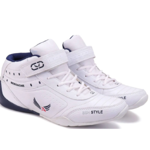 Bersache Men's White & Navy High-Top Casual Sneakers with Strap